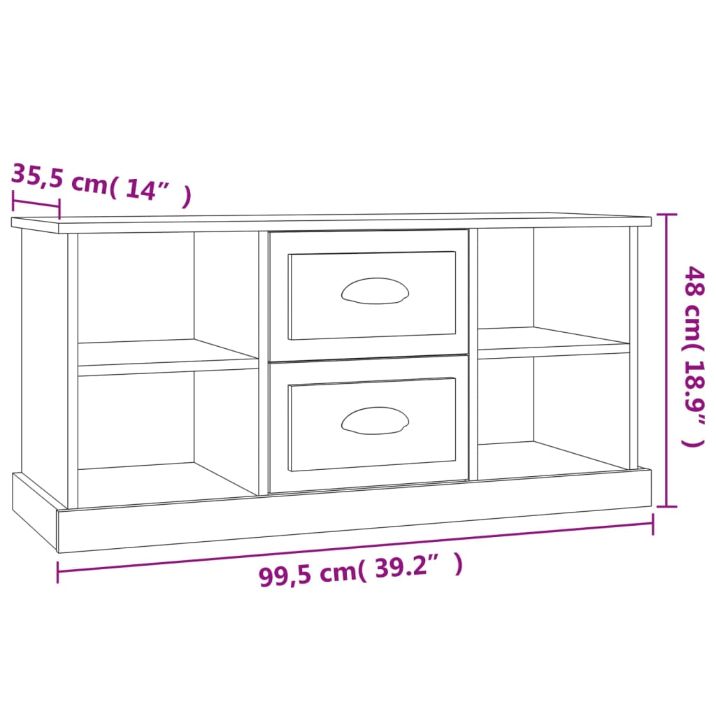 vidaXL Comodă TV, negru, 99,5x35,5x48 cm, lemn prelucrat