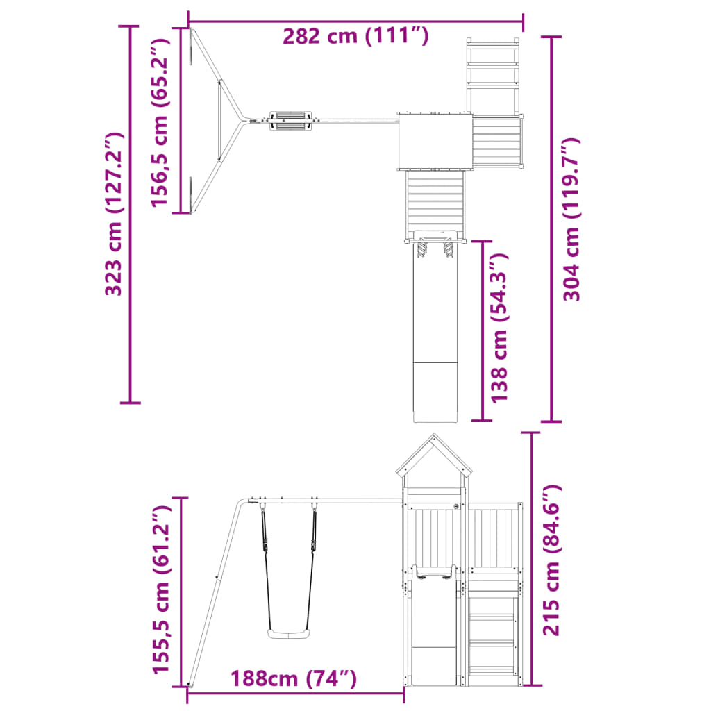 vidaXL Set de joacă pentru exterior, lemn masiv de pin