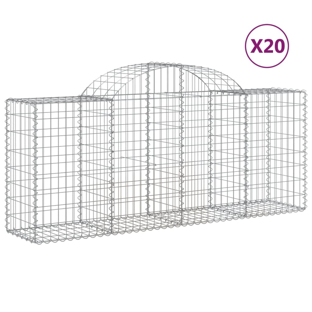 vidaXL Coșuri gabion arcuite 20 buc, 200x50x80/100 cm, fier galvanizat