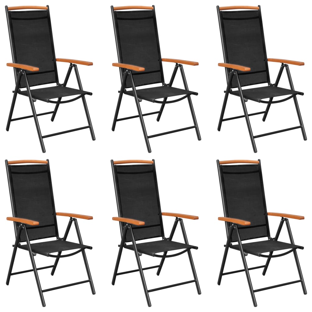 vidaXL Set mobilier pentru grădină, 7 piese, negru, aluminiu