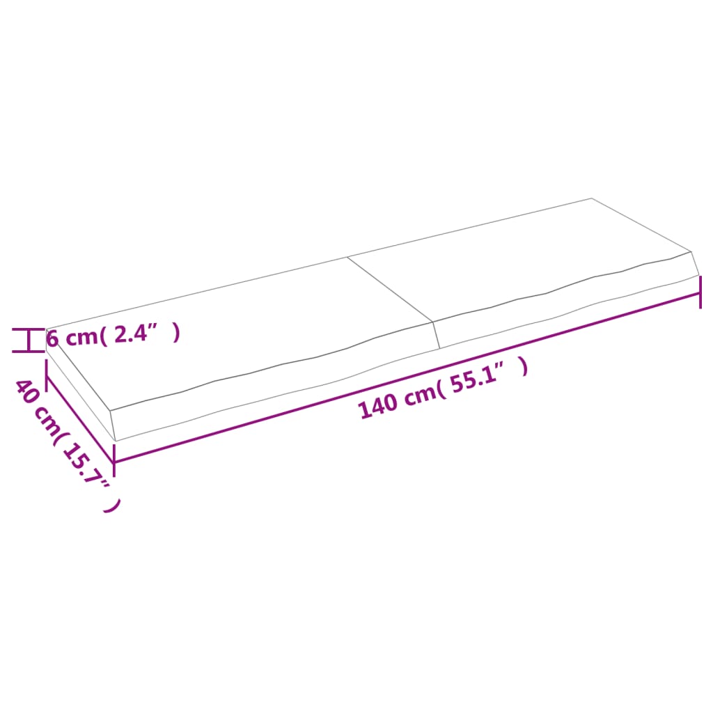 vidaXL Raft de perete maro deschis 140x40x(2-6) cm lemn stejar tratat