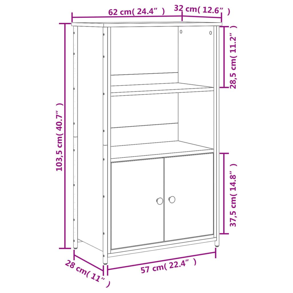 vidaXL Dulap înalt, stejar sonoma, 62x32x103,5 cm, lemn compozit