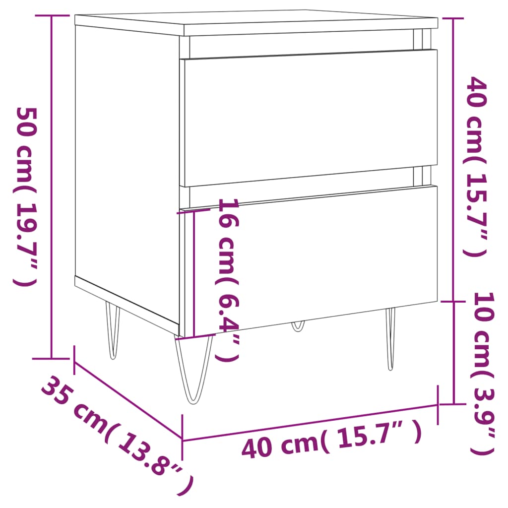 vidaXL Noptiere, 2 buc., stejar sonoma, 40x35x50 cm, lemn compozit