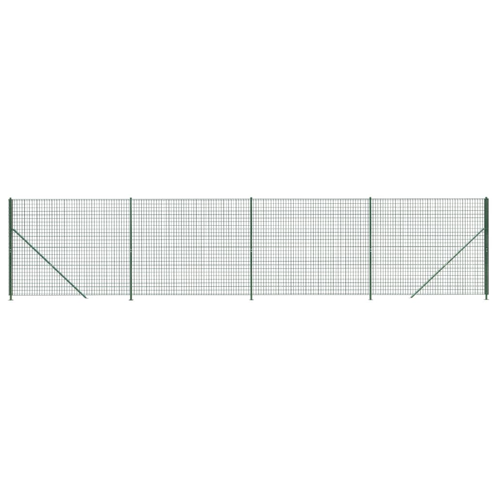 vidaXL Gard plasă de sârmă cu bordură, verde, 2x10 m