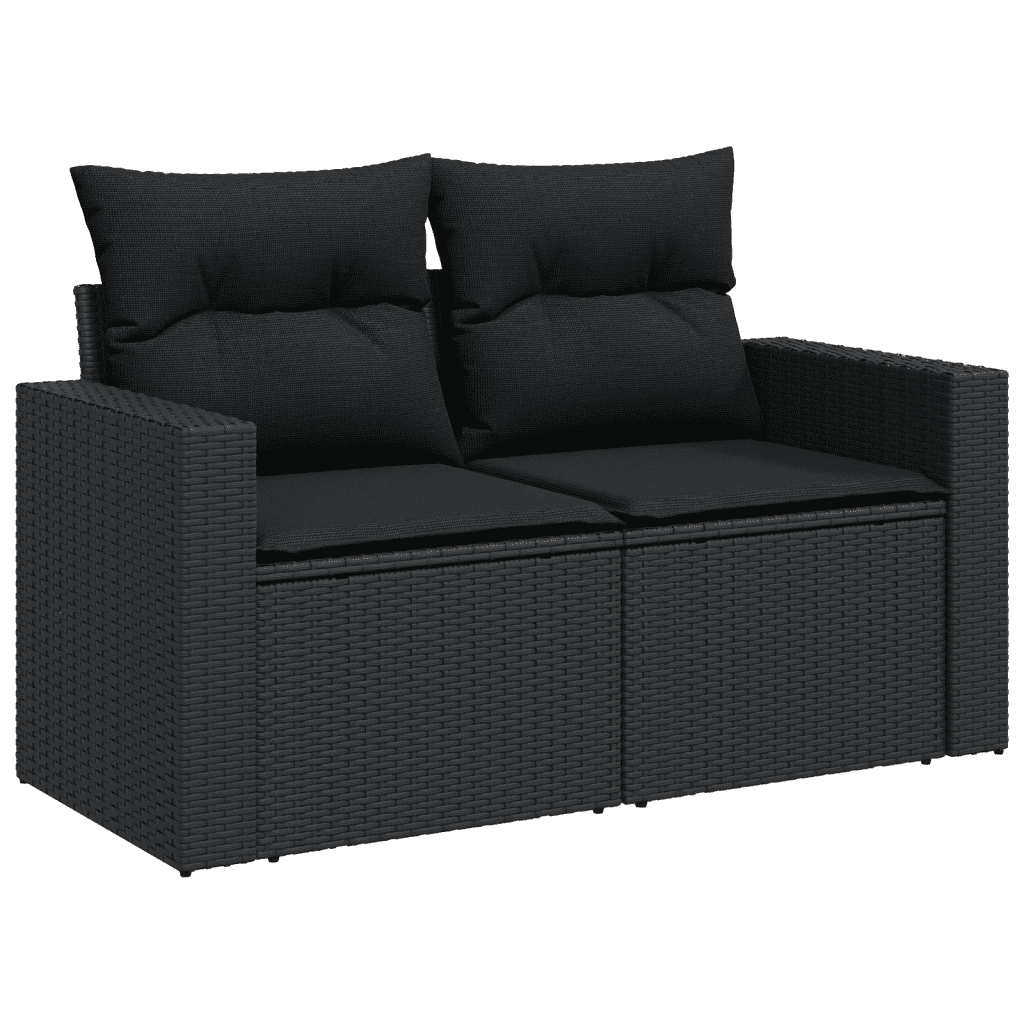 vidaXL Set canapele de grădină, 12 piese, cu perne, negru, poliratan