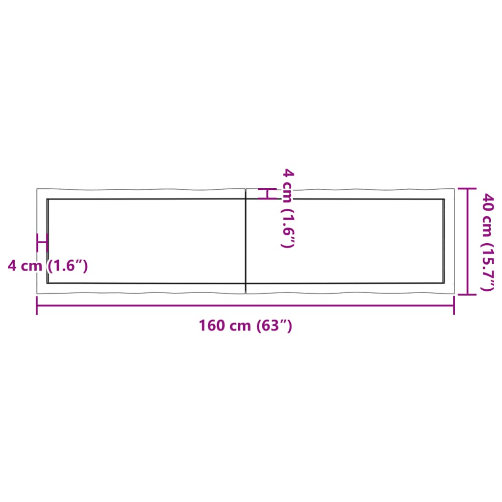 vidaXL Blat masă, 160x40x(2-6) cm, maro, lemn tratat contur organic