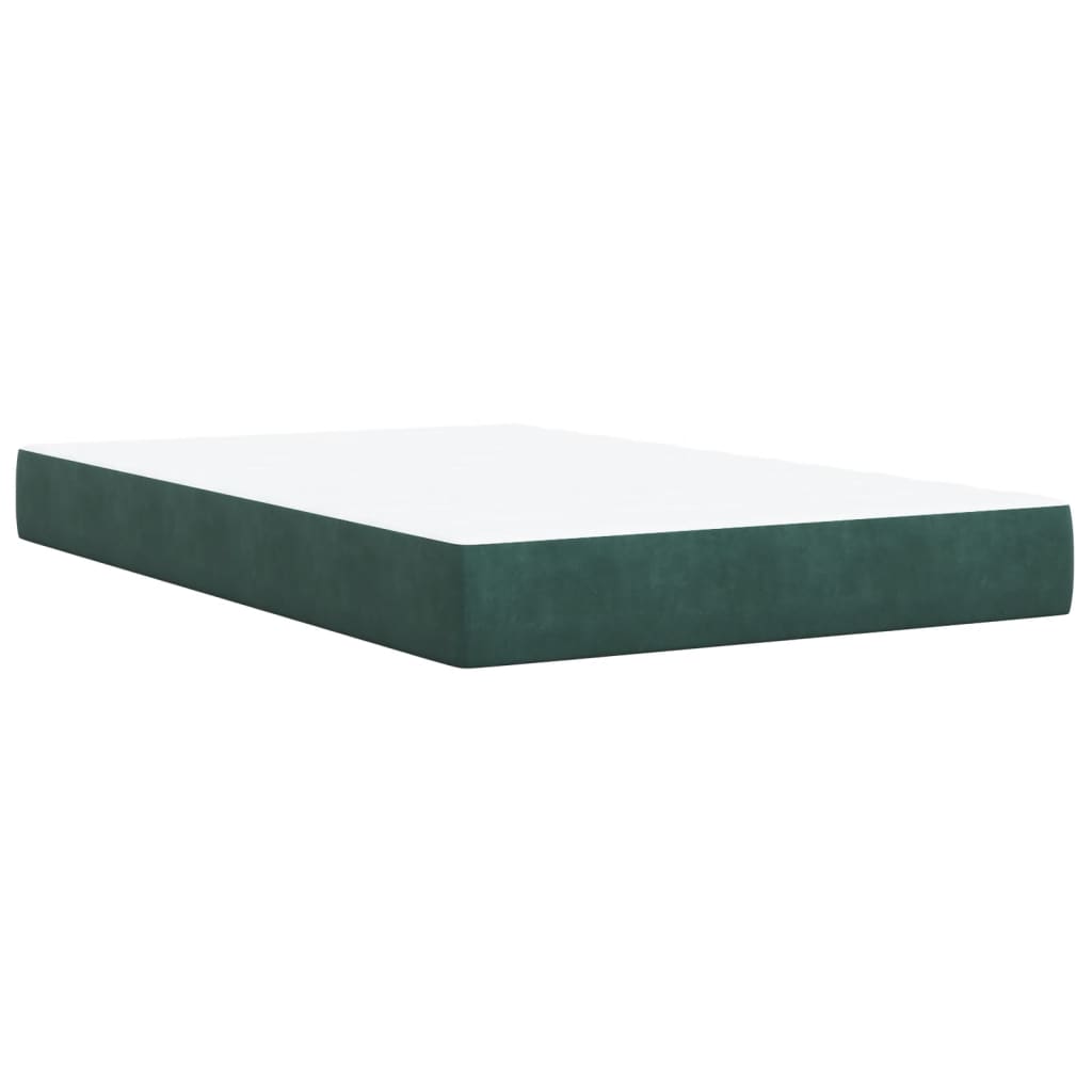 vidaXL Pat box spring cu saltea, verde închis, 120x200 cm, catifea