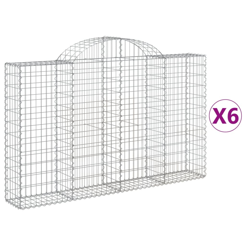 vidaXL Coșuri gabion arcuite 6 buc, 200x30x120/140 cm, fier galvanizat