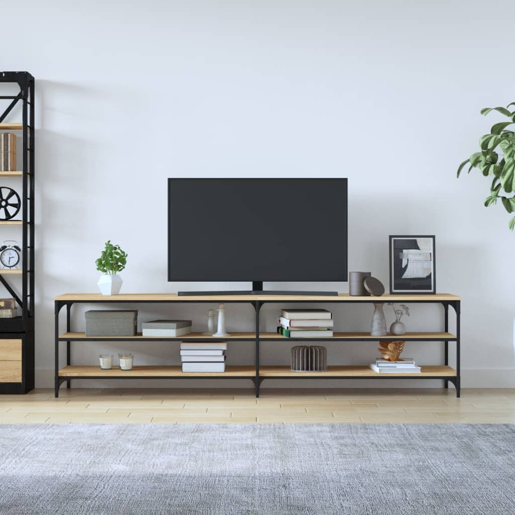 vidaXL Comodă TV, stejar sonoma, 200x30x50 cm, lemn prelucrat și metal