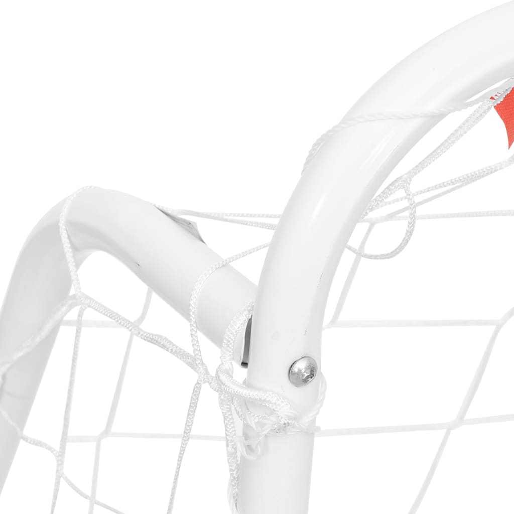 vidaXL Poartă de fotbal cu plasă, alb, 125x96x60 cm, oțel/poliester