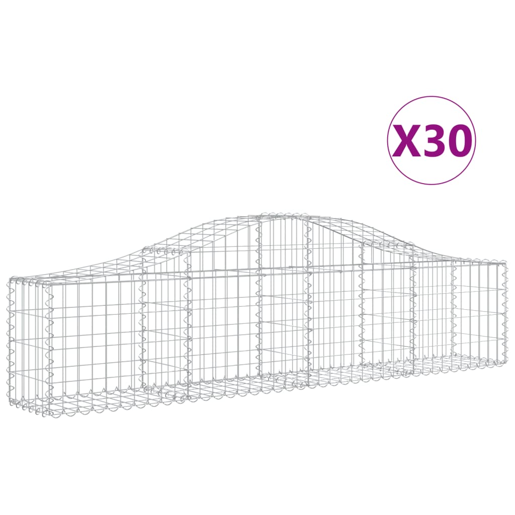 vidaXL Coșuri gabion arcuite 30 buc, 200x30x40/60cm, fier galvanizat