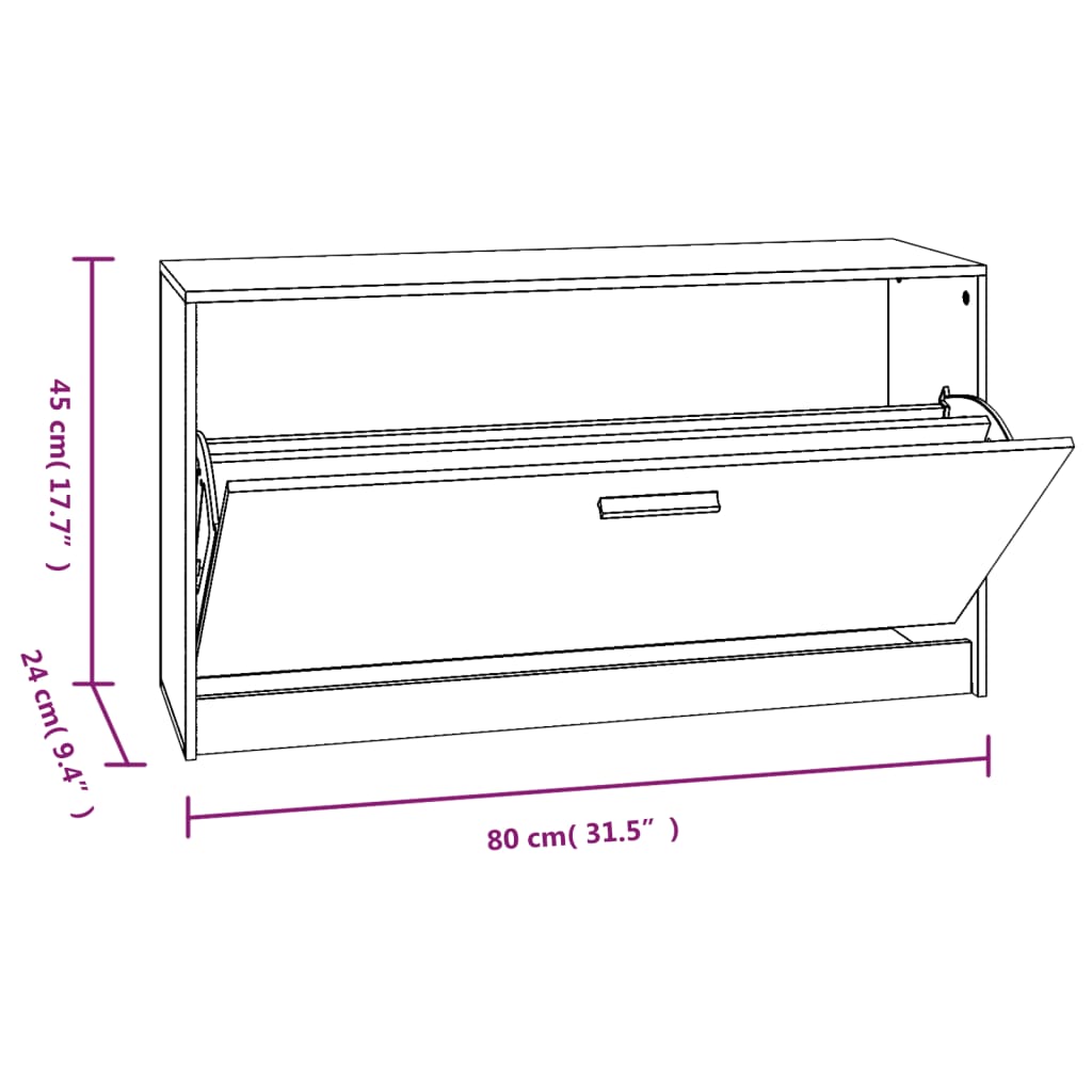 vidaXL Bancă pentru pantofi stejar fumuriu 80x24x45 cm lemn prelucrat