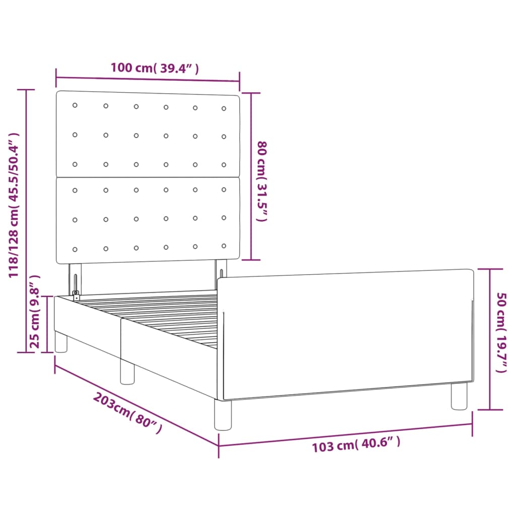 vidaXL Cadru de pat cu tăblie, negru, 100x200 cm, piele ecologică