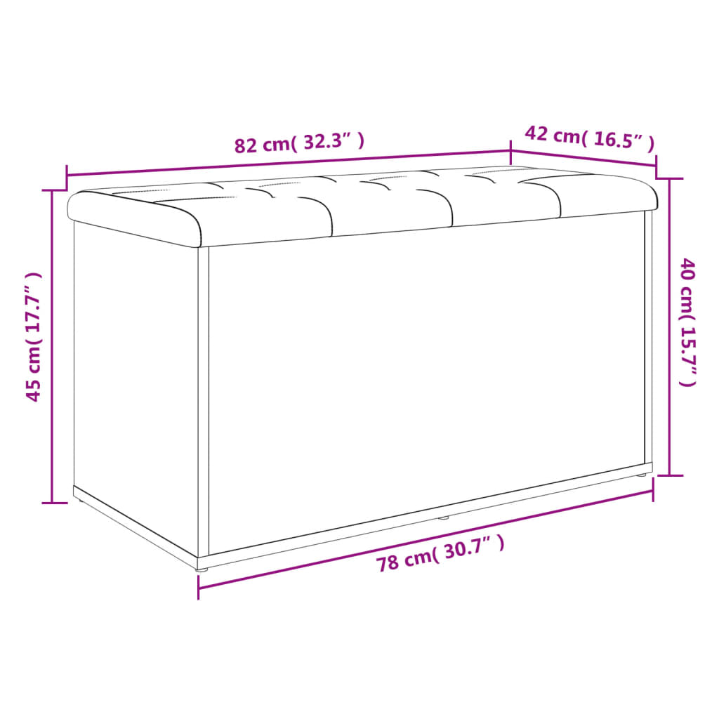 vidaXL Bancă de depozitare, gri beton, 82x42x45 cm, lemn prelucrat