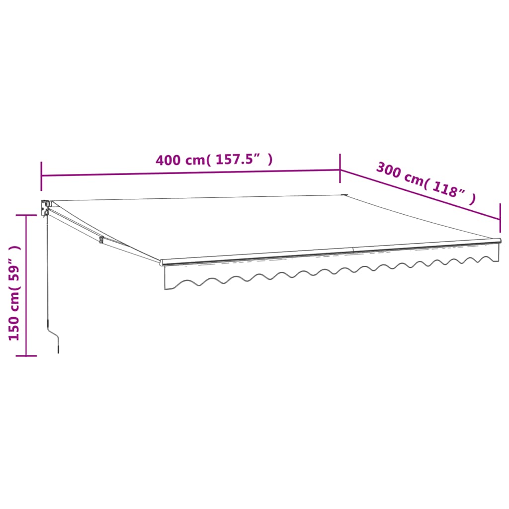 vidaXL Copertină retractabilă automată, albastru și alb, 4x3 m