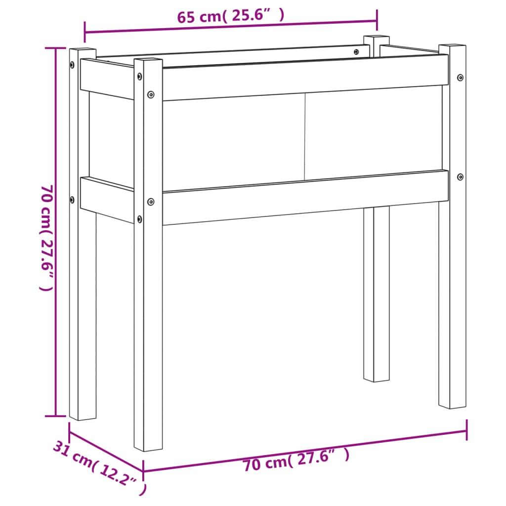 vidaXL Jardinieră grădină cu picioare maro ceruit 70x31x70 cm lemn pin