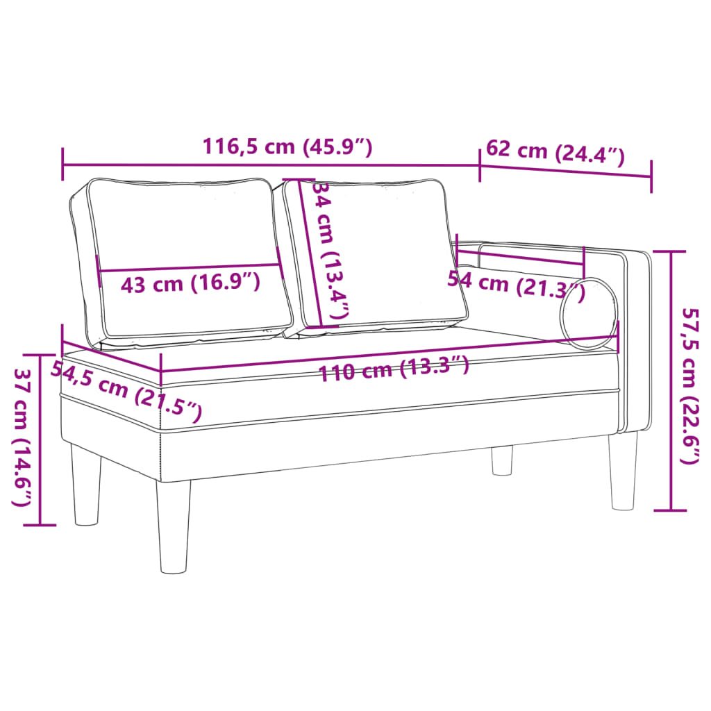 vidaXL Șezlong cu perne, crem, material textil