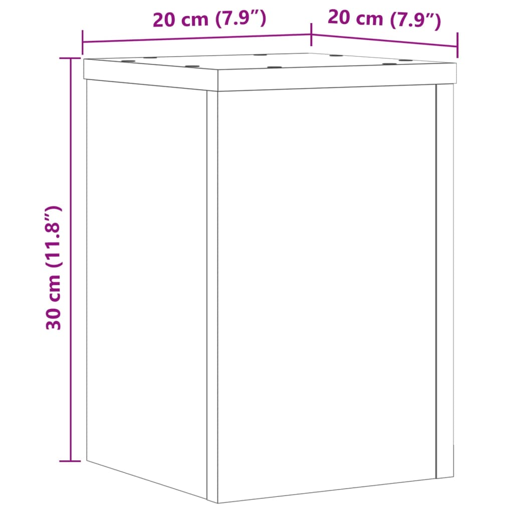 vidaXL Suporturi de plante, 2 buc., negru, 20x20x30 cm, lemn prelucrat