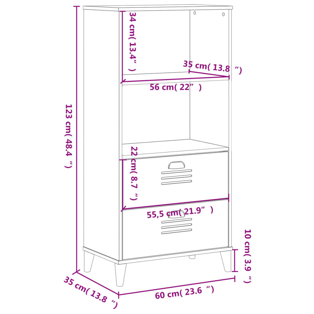 vidaXL Bibliotecă „VIKEN”, negru, 60x35x123 cm, lemn prelucrat