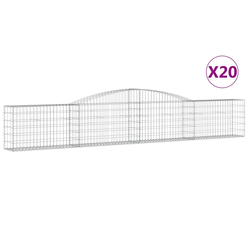 vidaXL Coșuri gabion arcuite 20 buc, 400x30x60/80 cm, fier galvanizat