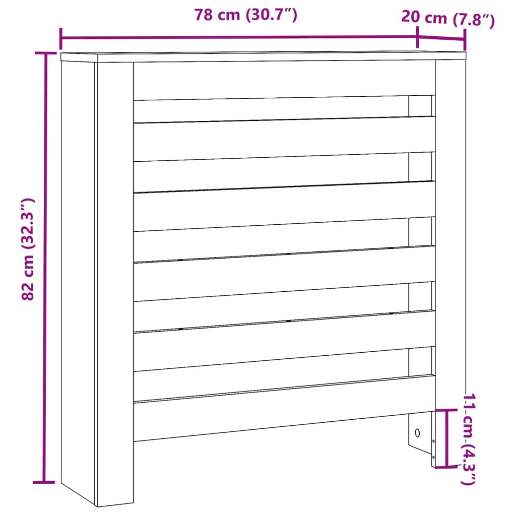 vidaXL Mască pentru calorifer, alb, 78x20x82 cm, lemn prelucrat