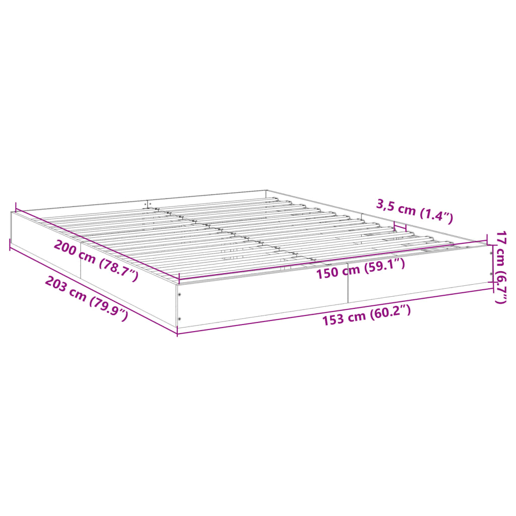 vidaXL Cadru pat fără saltea stejar maro 150x200 cm lemn prelucrat