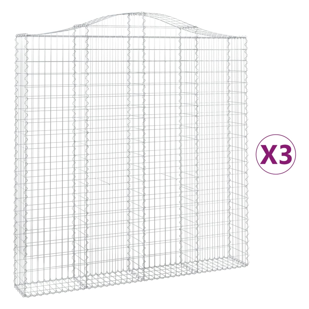 vidaXL Coșuri gabion arcuite 3 buc. 200x30x200/220 cm fier galvanizat