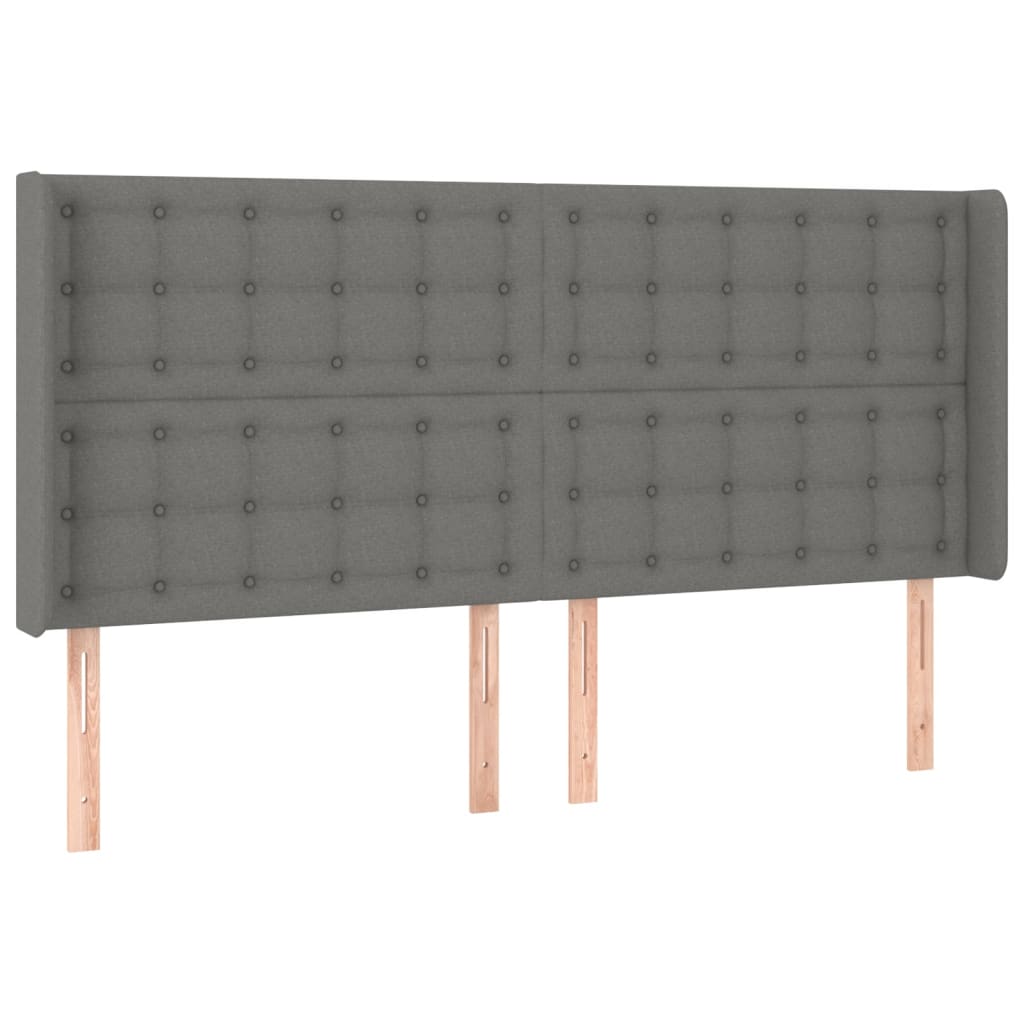 vidaXL Tăblie de pat cu LED, gri închis, 183x16x118/128 cm, textil