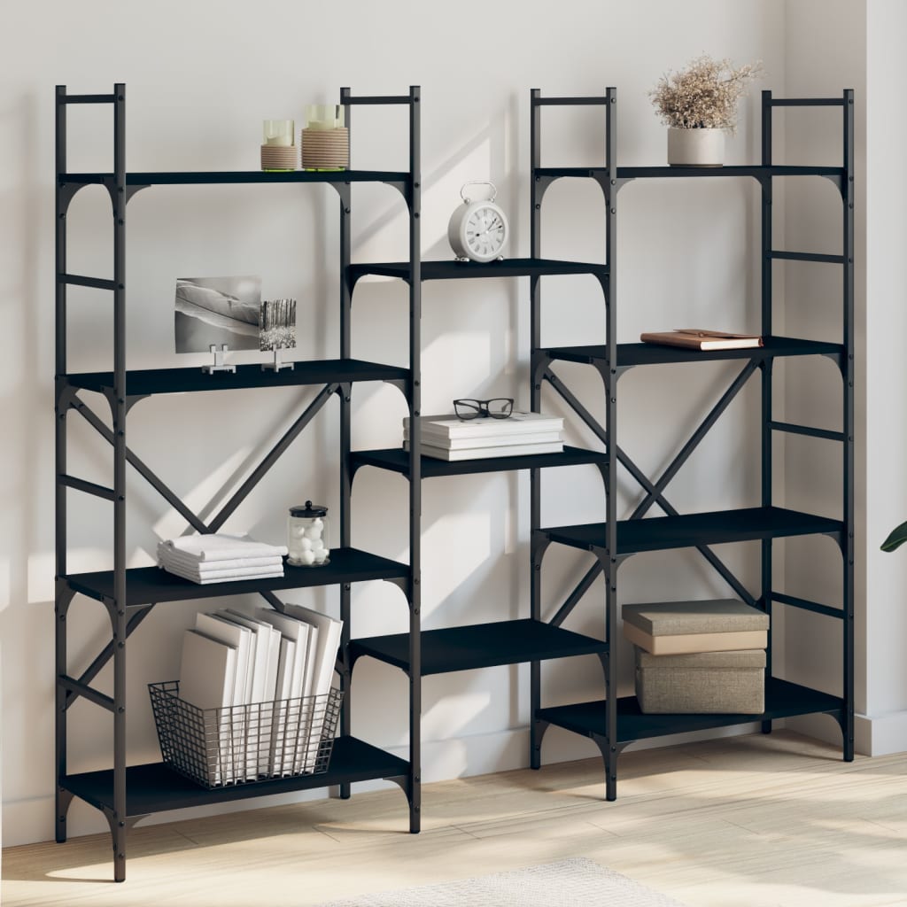 vidaXL Bibliotecă, negru, 160x28,5x136,5 cm, lemn prelucrat