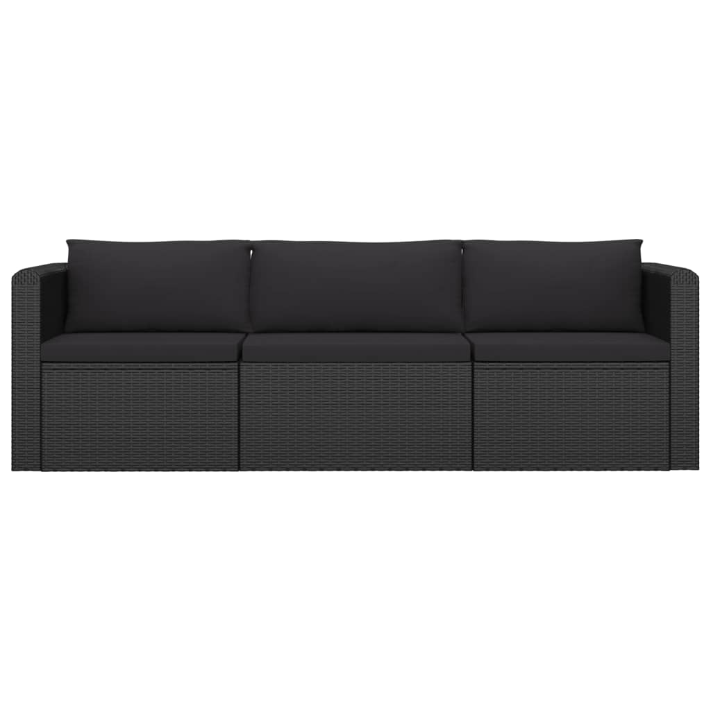 vidaXL Set mobilier de grădină cu perne, 10 piese, negru, poliratan