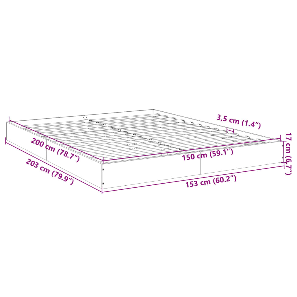 vidaXL Cadru de pat, negru, 150x200 cm, lemn prelucrat