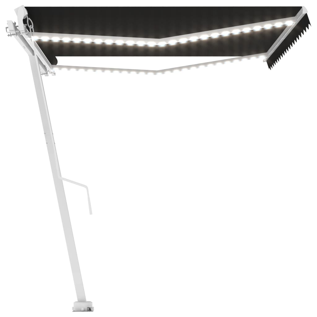 vidaXL Copertină retractabilă manual cu LED, antracit, 450x300 cm