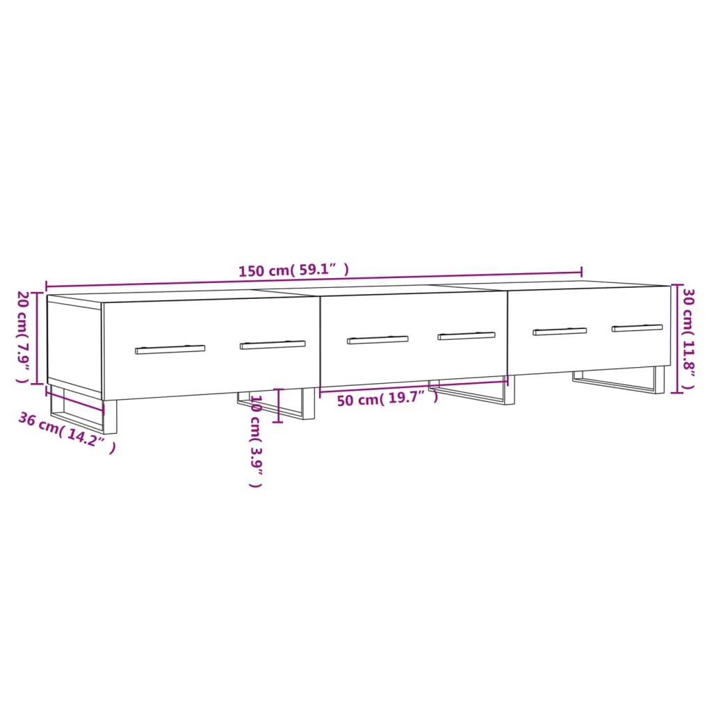 vidaXL Dulap TV, stejar maro, 150x36x30 cm, lemn prelucrat