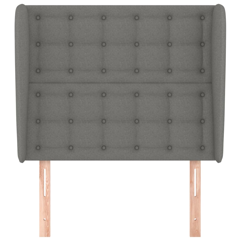 vidaXL Tăblie de pat cu aripioare gri închis 103x23x118/128 cm textil