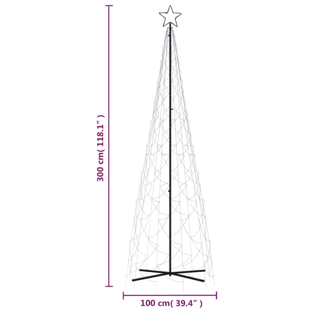 vidaXL Brad de Crăciun conic, 500 LED-uri, albastru, 100x300 cm