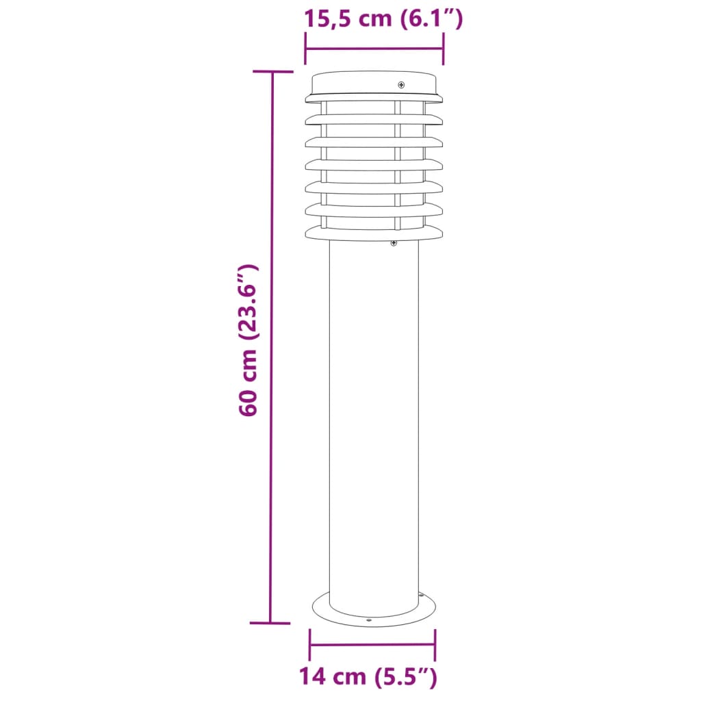 vidaXL Lampă exterioară de podea, negru, 60 cm, oțel inoxidabil