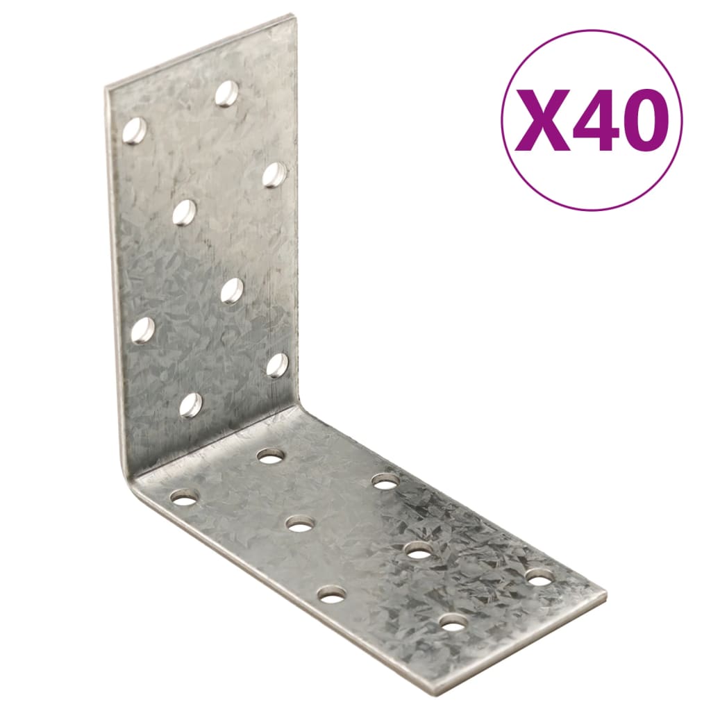 vidaXL Suporturi unghiulare 40 buc. 2 mm 80x40x80 mm oțel galvanizat