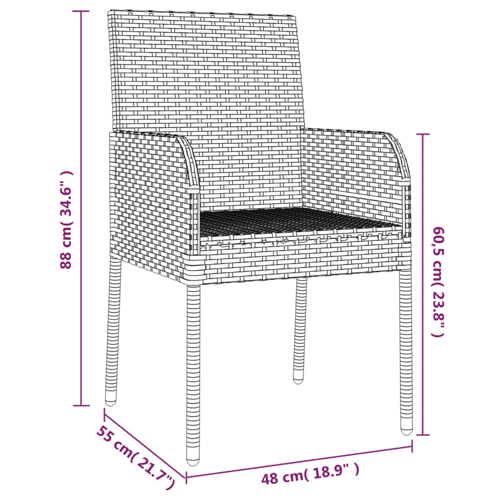 vidaXL Set mobilier de grădină cu perne, 9 piese, negru, poliratan