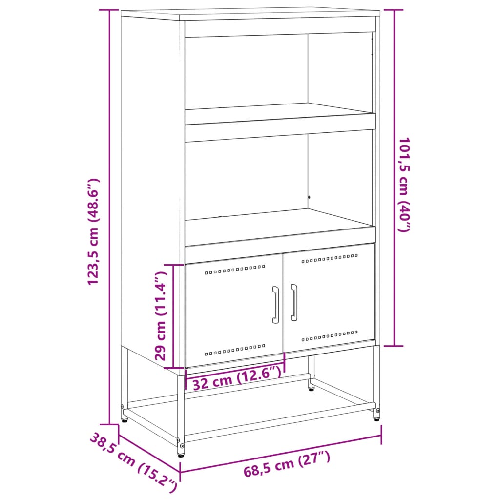 vidaXL Dulap TV, antracit, 100,5x39x60,5 cm, oțel