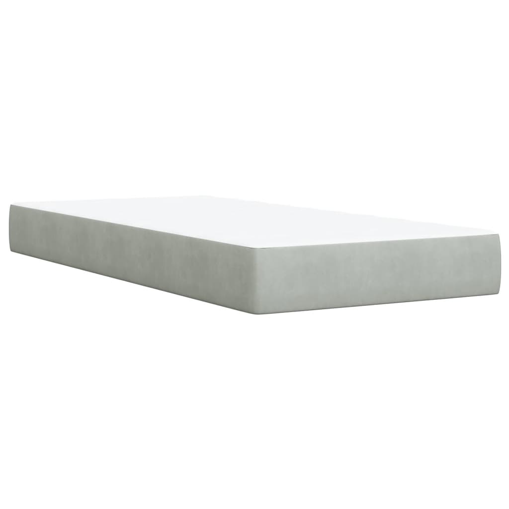 vidaXL Pat box spring cu saltea, gri deschis, 100x200 cm, catifea