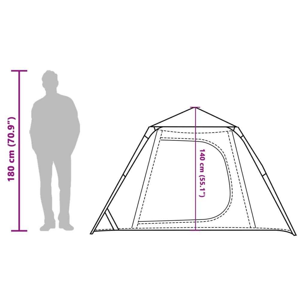 vidaXL Cort camping cupolă 4 persoane, gri/portocaliu, setare rapidă