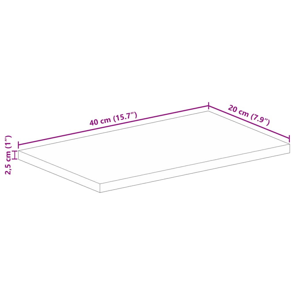 vidaXL Blat de masă, 40x20x2,5 cm, dreptunghiular lemn masiv de acacia