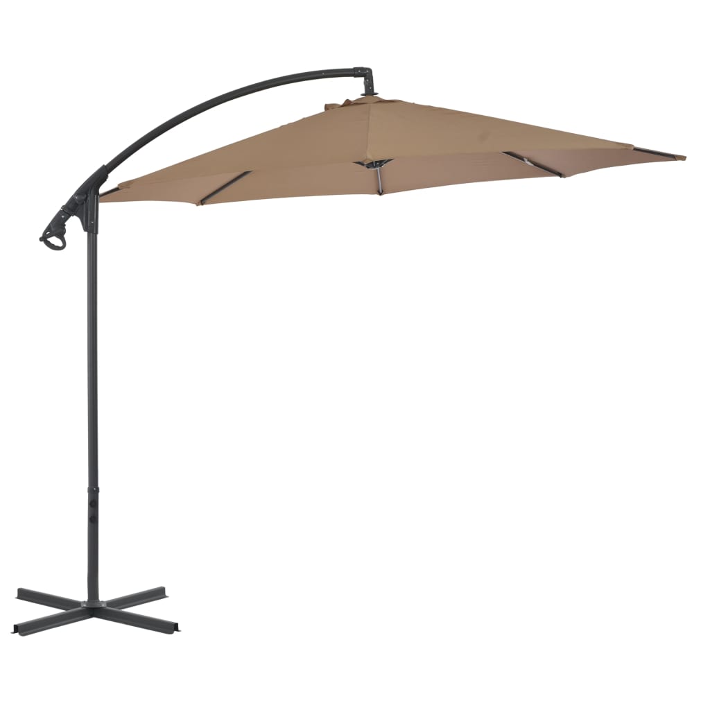 vidaXL Umbrelă în consolă cu stâlp din oțel, taupe, 300 cm