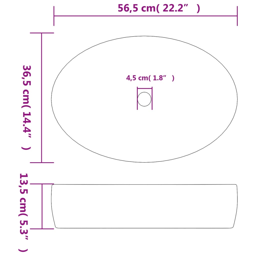 vidaXL Lavoar de blat negru și albastru 56,5x36,5x13,5cm ceramică oval