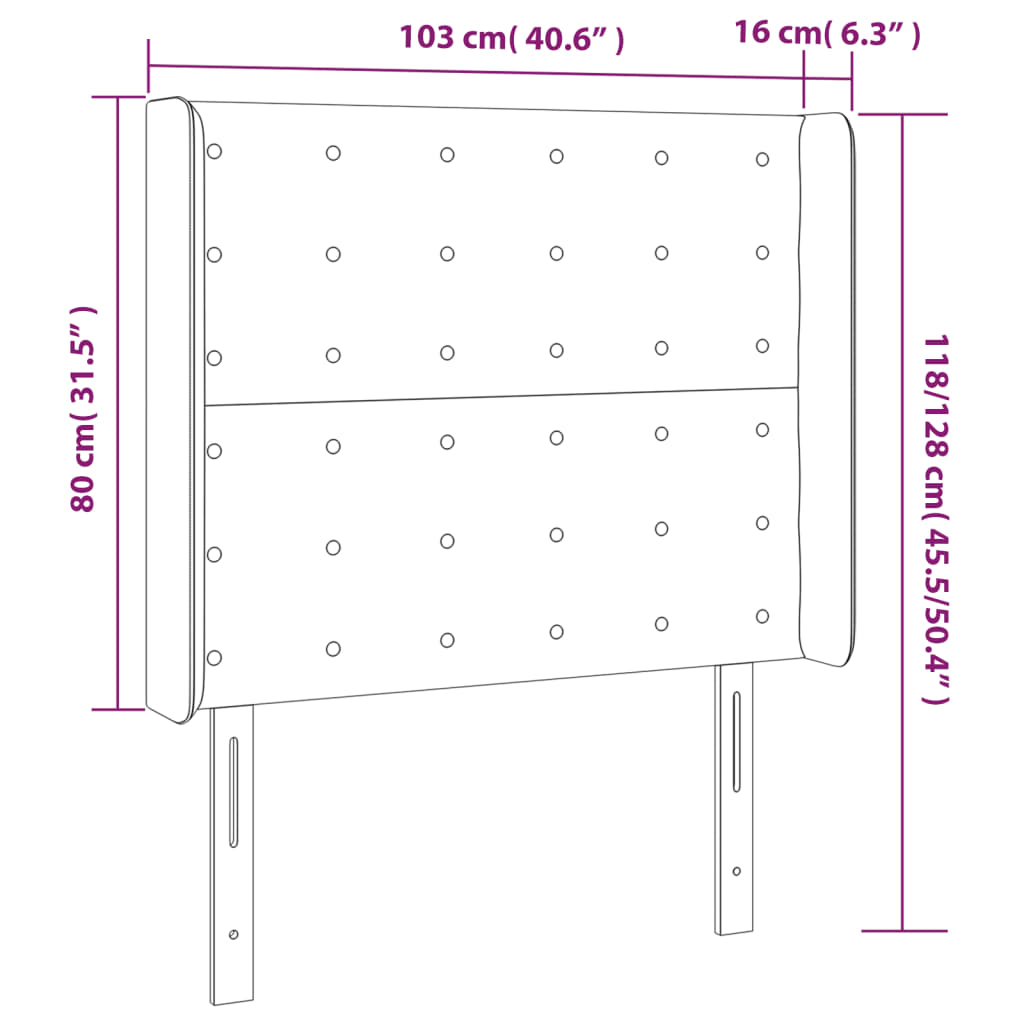 vidaXL Tăblie de pat cu aripioare, alb, 103x16x118/128 cm, piele eco