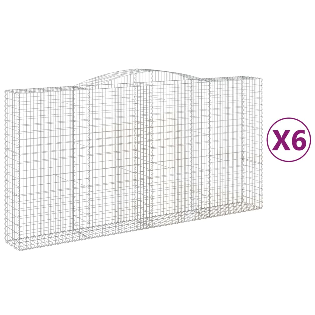 vidaXL Coșuri gabion arcuite, 6 buc 400x50x200/220 cm, fier galvanizat