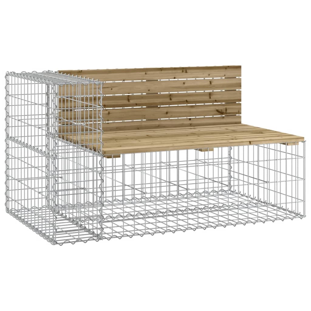 vidaXL Bancă grădină design gabion, 347x71x65,5 cm, lemn pin impregnat