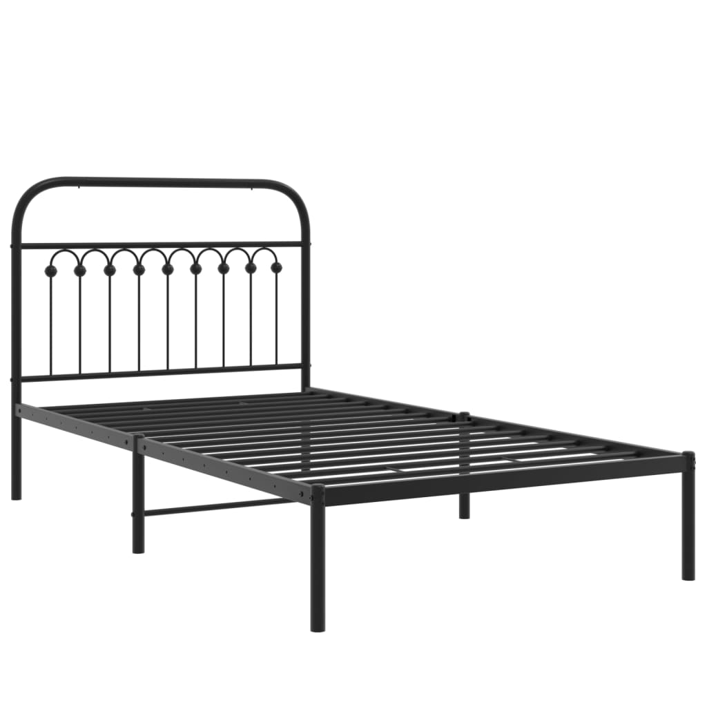 vidaXL Cadru de pat din metal cu tăblie, negru, 100x200 cm