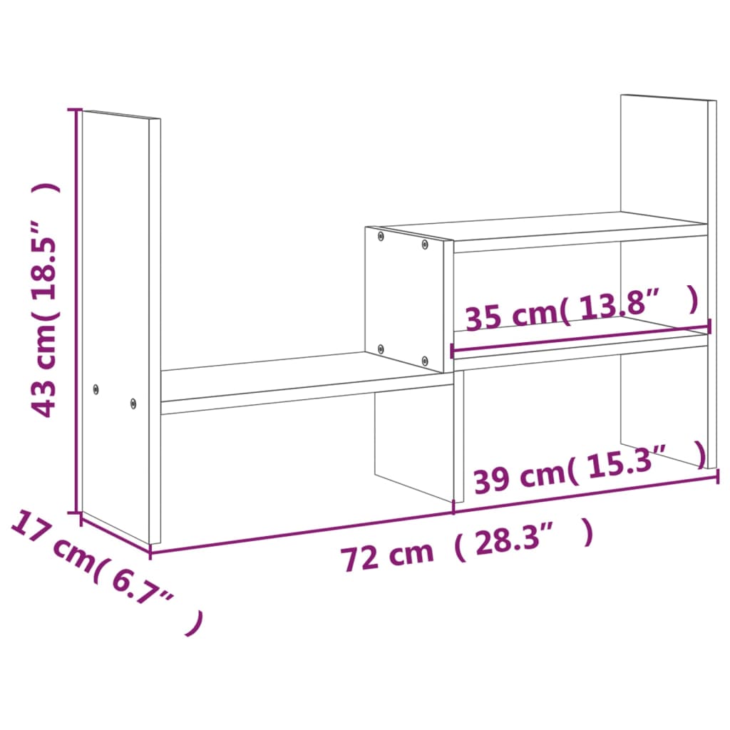 vidaXL Suport pentru monitor, alb, (39-72)x17x43 cm, lemn masiv pin