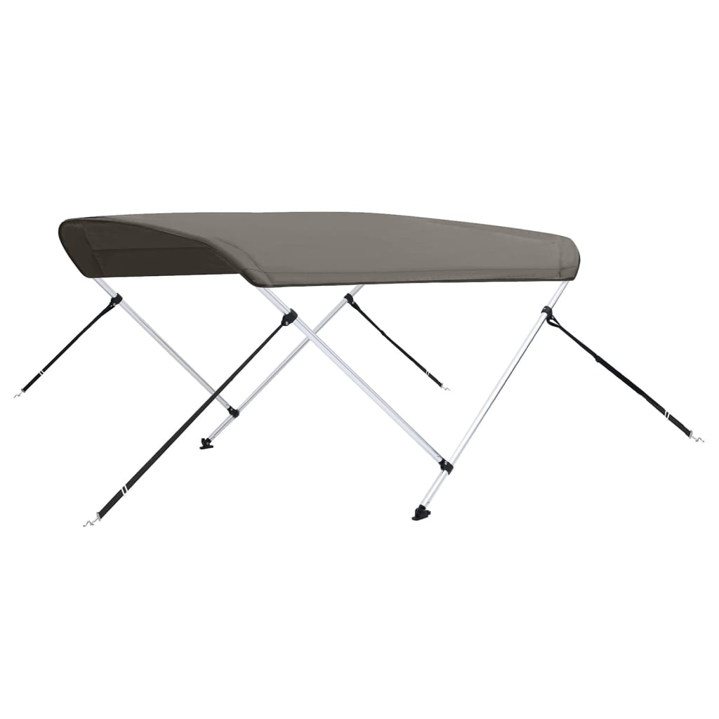 vidaXL Parasolar barcă Bimini cu 2 arcuri, gri, 180x130x110 cm